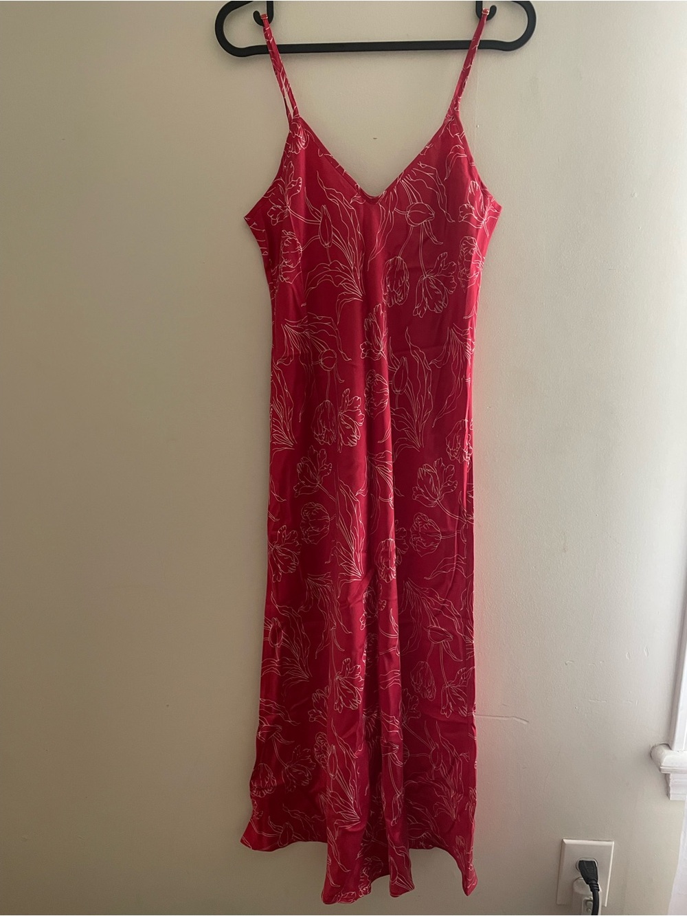 Silk Laundry Red Floral Silk Slip Dress